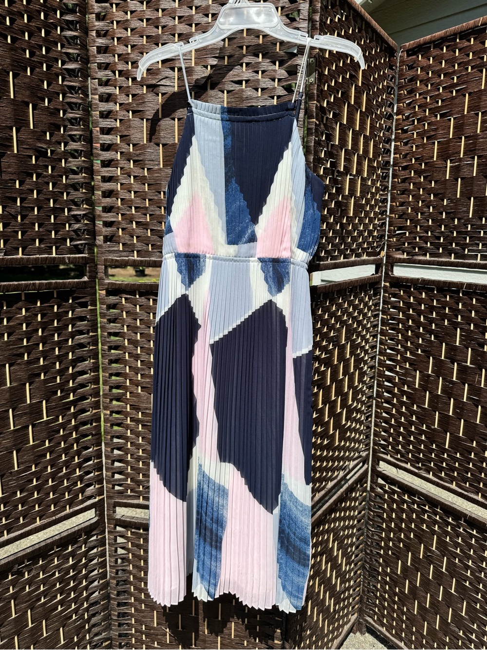 Banana Republic Navy & White Pleated Dress